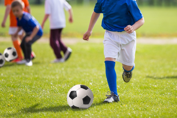 Football soccer practice training match for children. Sport educ - Photo, Image
