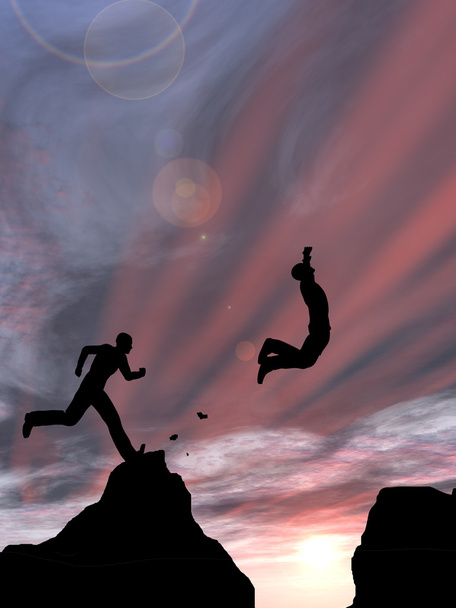 Силуэты бизнесменов, прыгающих
  - Фото, изображение