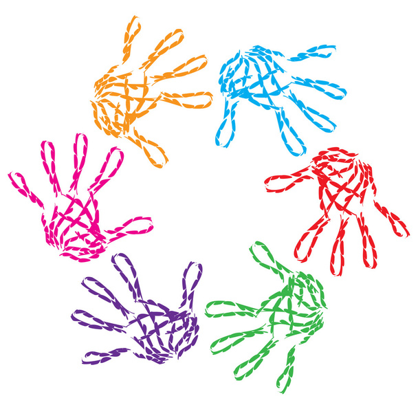 colorful paint hand print circle - Фото, изображение
