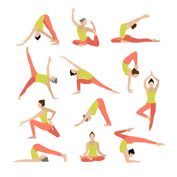 Vector yoga illustration. Yoga set. Women yoga. - Vektor, kép
