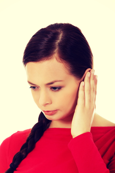 Young woman with ear ache - Fotoğraf, Görsel