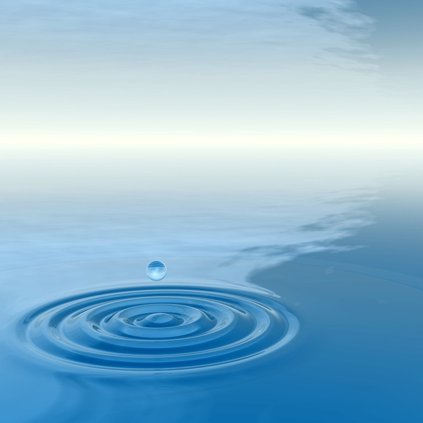 blue liquid drop falling - Photo, Image