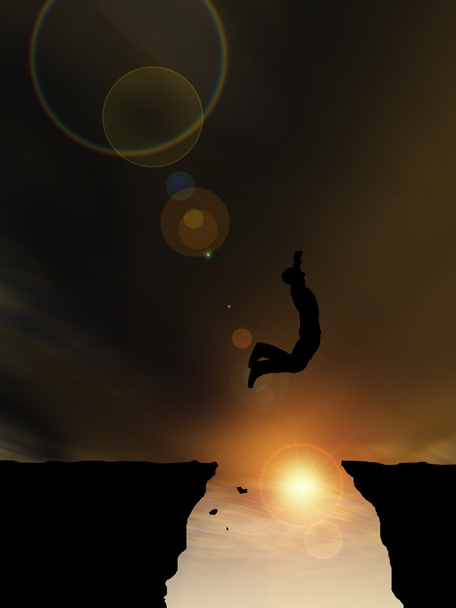 Sylwetka człowieka skoki  - Zdjęcie, obraz