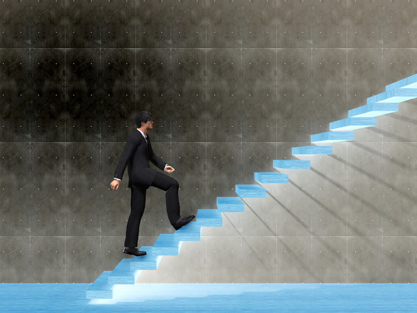 бизнесмен взбирается по лестнице
 - Фото, изображение