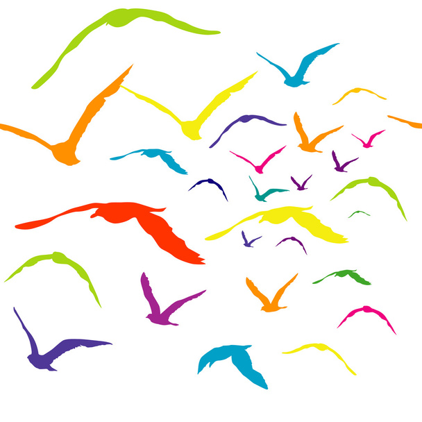 Seamless with colored birds - Vector, Image