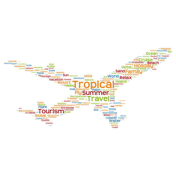 tourism plane word cloud - Vector, Image