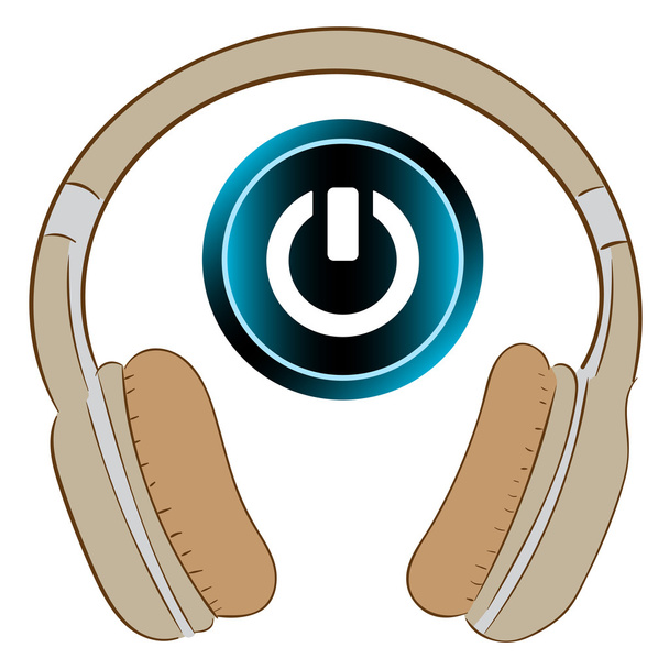 Ακουστικά με εικονίδιο μπλε ένταξη - Διάνυσμα, εικόνα