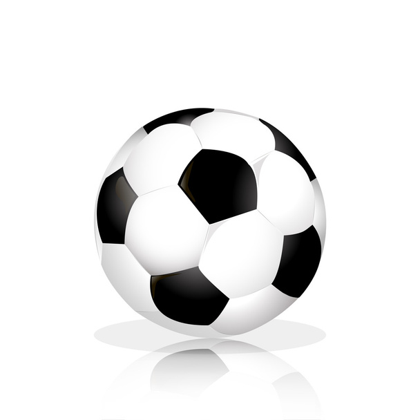 Soccer ball with reflection on the floor White Background - Vector, imagen