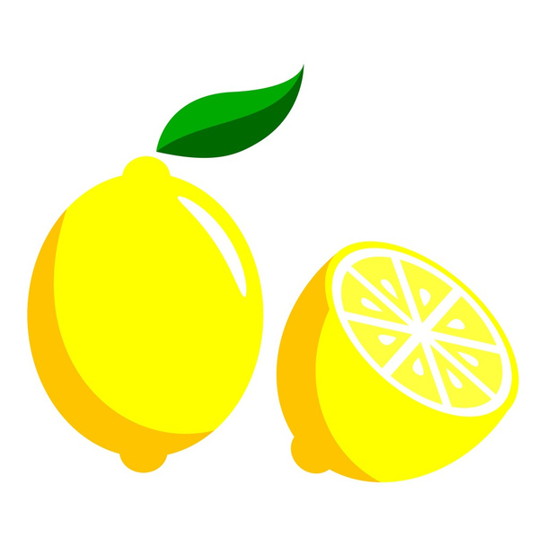 イエロー レモン セット - フルおよびスライスされたベクトル - ベクター画像