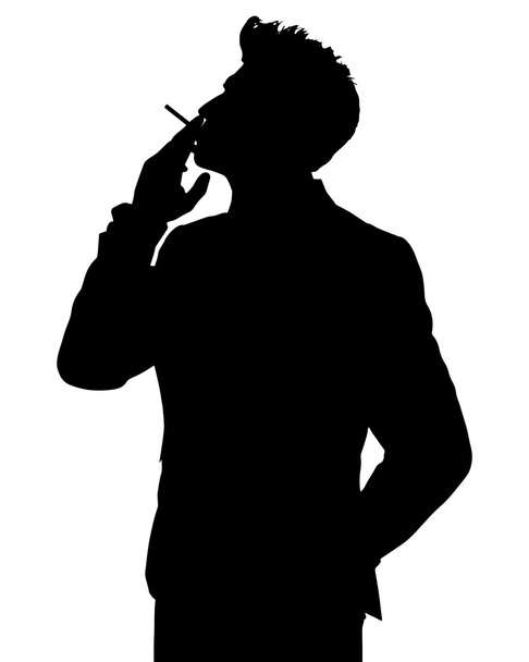 Silhouette de jeune homme fumant
 - Vecteur, image