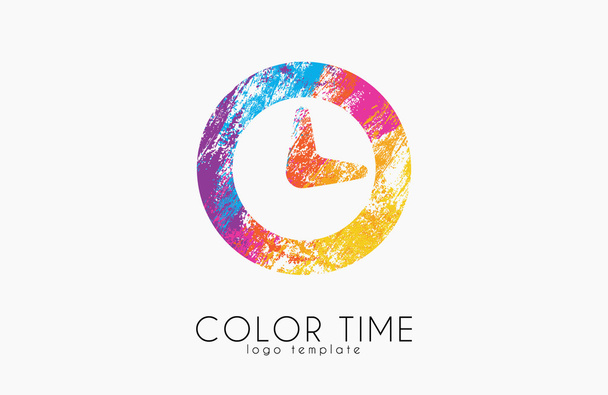 Logo del tiempo. Diseño de logotipo de tiempo de color. Diseño del reloj. Logotipo creativo
 - Vector, imagen