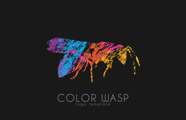 Дизайн логотипа осы. Цветная оса дизайн. Творческий логотип
 - Вектор,изображение