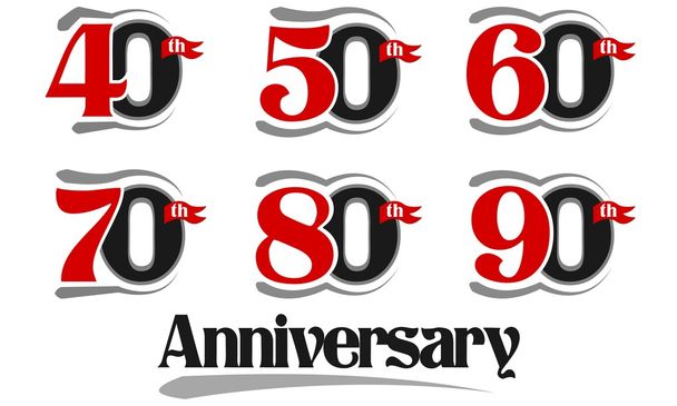 Oslava výročí Set - 40., 50, 60, 70, 80 a 90 vektor - Vektor, obrázek
