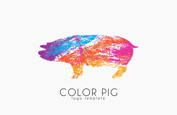Porco. Logotipo de porco. Porco colorido. Design de logotipo criativo
 - Vetor, Imagem