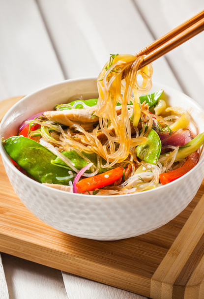 Glass noodles with vegetables and chicken - Photo, image