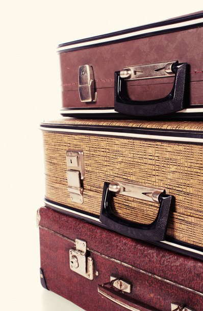 old vintage suitcases on white background - Фото, изображение