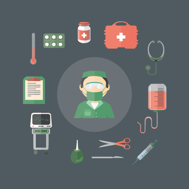 lapos rajzfilm orvosi eszközök, műszerek - Vektor, kép