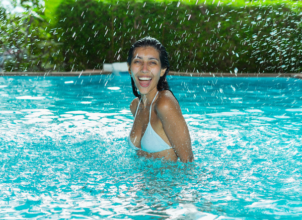 Woman in swimming pool - Фото, изображение