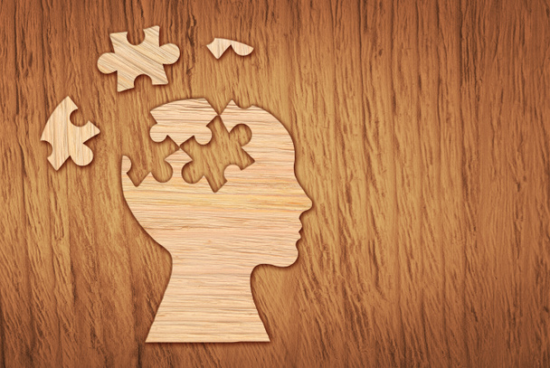 Human head silhouette, mental health symbol. Puzzle. - Photo, Image