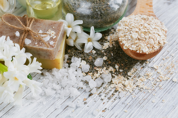 Natural ingredients for homemade facial and body mask (scrub) - Foto, Imagem