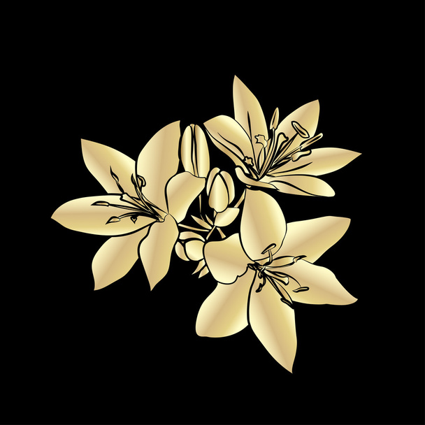 Golden silhouette Lily. - Διάνυσμα, εικόνα