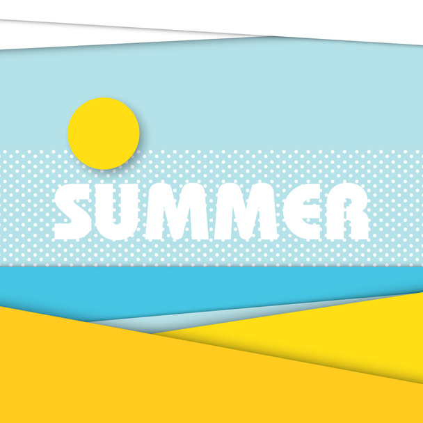 Summer beach landscape illustration in modern material design style. - Вектор, зображення
