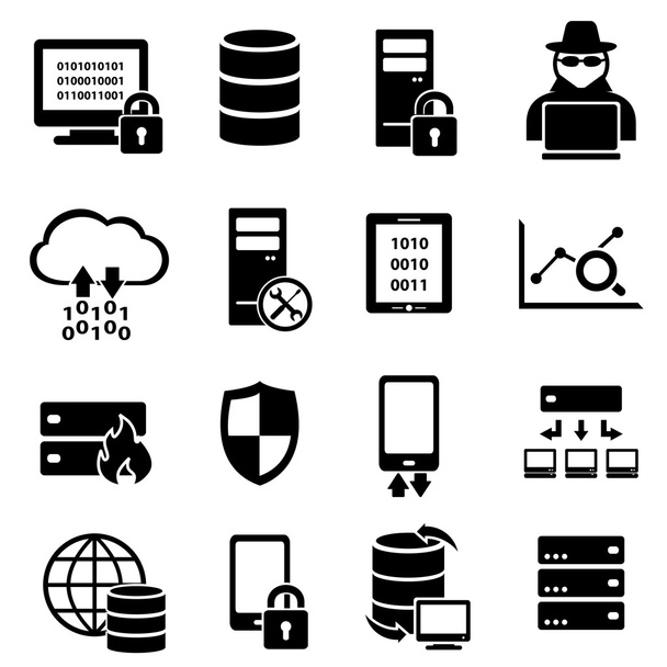 Symbole für Cyber-Sicherheit, Viren und Computersicherheit - Vektor, Bild