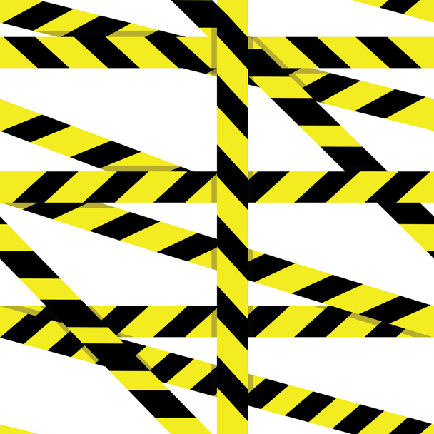 Vector seamless pattern: Entrance prohibited background seamless yellow warning caution ribbon tape vector on white background - Vector, Image