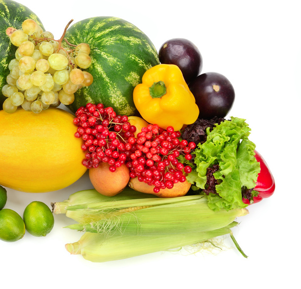 Collecte de fruits et légumes sur blanc
 - Photo, image