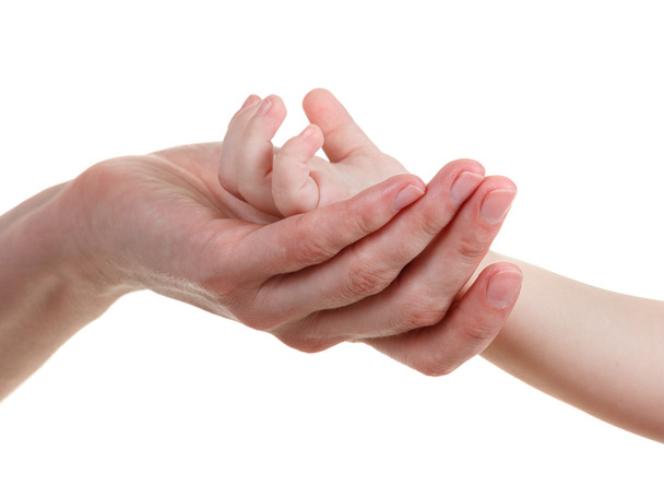 дитина і руки матері ізольовані на білому
 - Фото, зображення