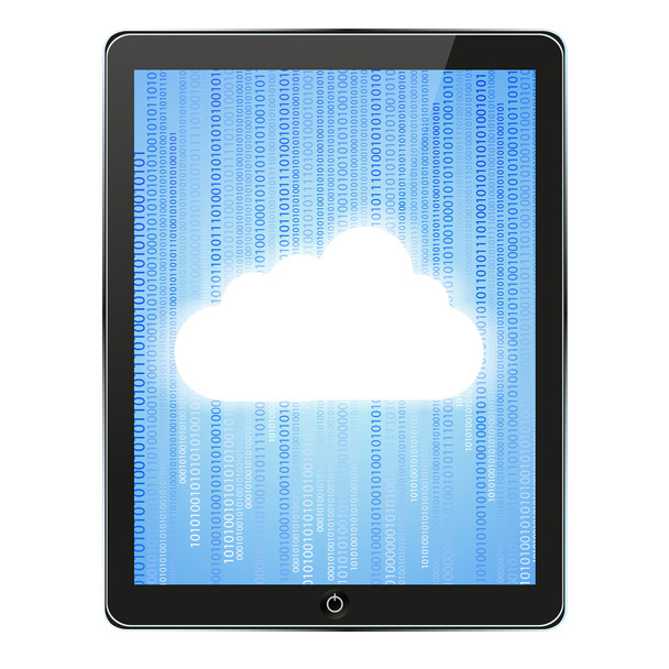 Векторний реалістичний комп'ютерний планшет з хмарою на бінарному фоні ізольовано на білому. Епс10
 - Вектор, зображення