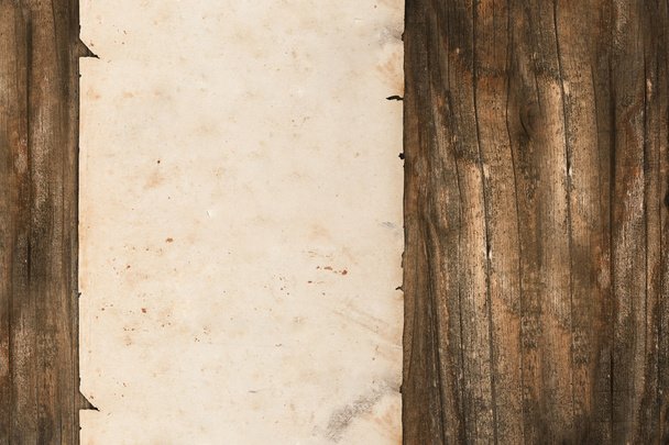 Blank paper roll on a wooden background - Zdjęcie, obraz
