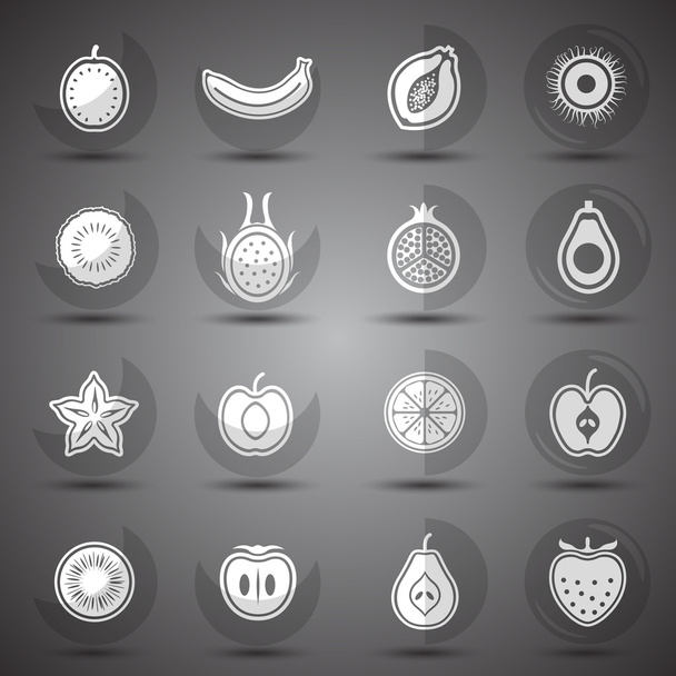 Fruits icons vector - Vektor, Bild