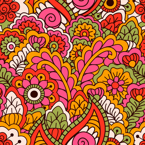 Hand gezeichnetes nahtloses Muster mit floralen Elementen. - Vektor, Bild