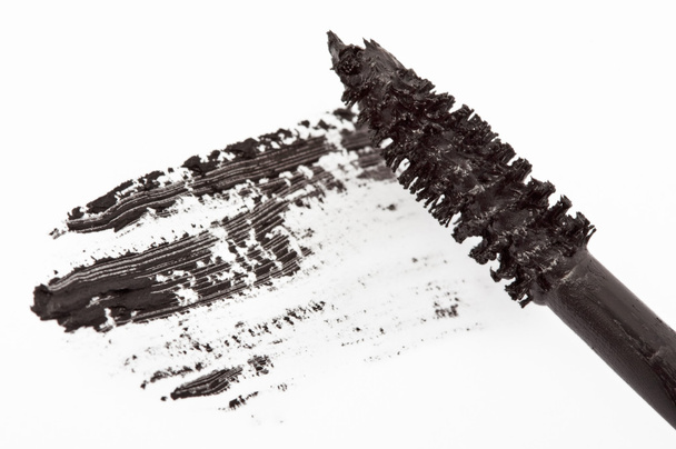 Stroke of black mascara brush on white - Photo, image