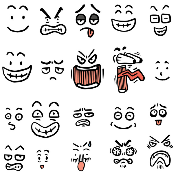 jeu vectoriel de visage de dessin animé - Vecteur, image