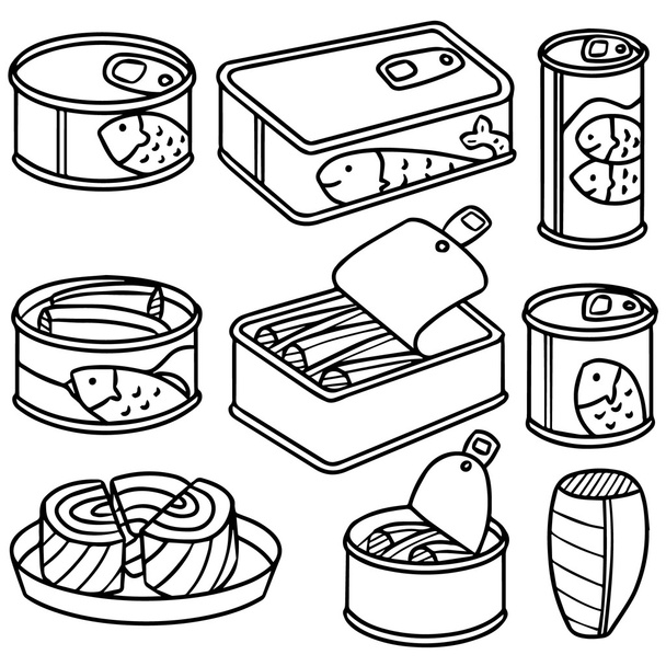 vector set of canned fish - Vector, Image