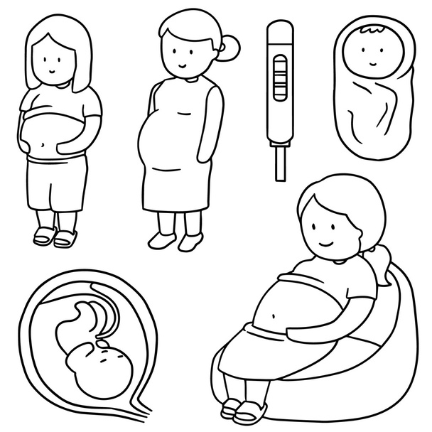 vector conjunto de la mujer embarazada y el bebé
 - Vector, Imagen