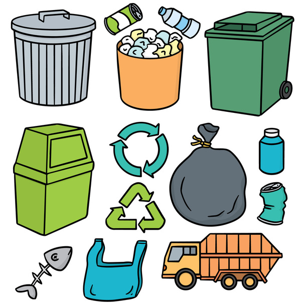 vetor conjunto de lixo e reciclar ícone
 - Vetor, Imagem