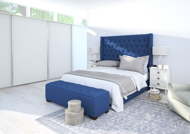 comfortable bedroom with nice decoration. 3d rendering - Фото, изображение