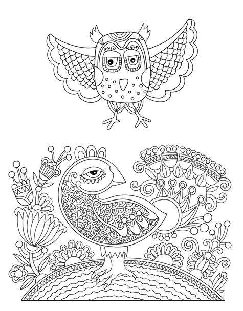original black and white line drawing page of coloring book - Vector, Imagen