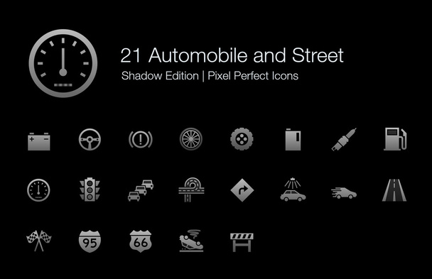 Automóvil y Street Pixel Perfect Iconos Shadow Edition
 - Vector, imagen