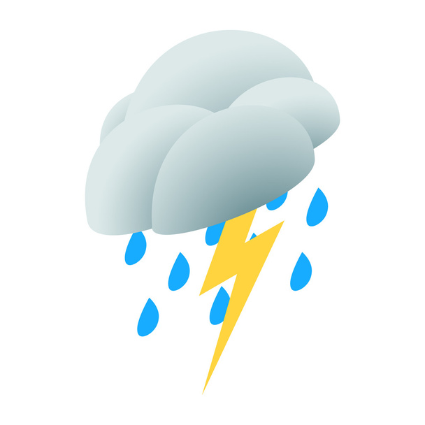 Lightning rain cloud icon, isometric 3d style - Wektor, obraz