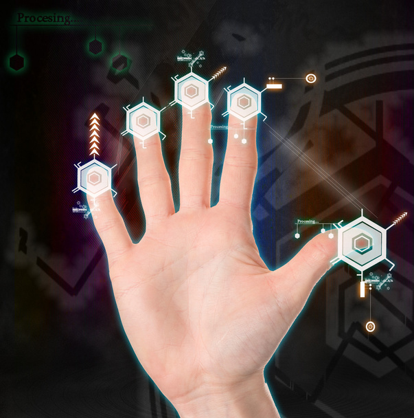 Hand holding hi-tech texture - Photo, Image