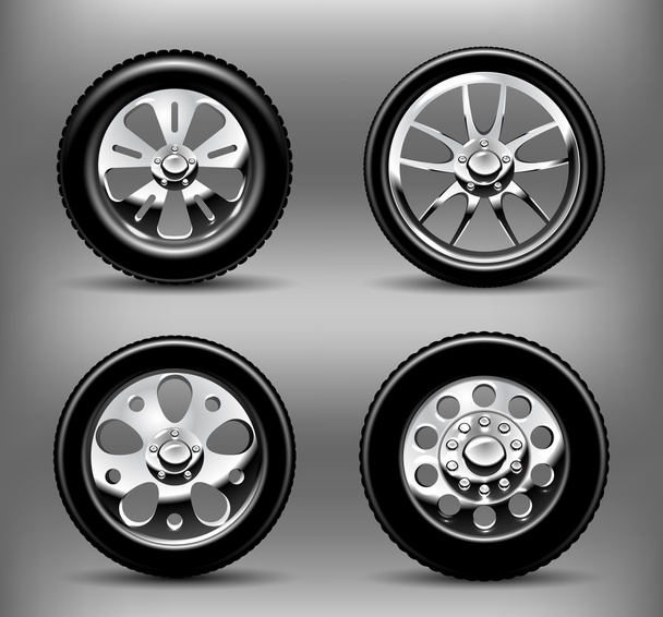 Wheel Disk With Tyre. Car Wheels Isolated. Wheels Disks Icons Set. Side  View, Flat Style. Vector Illustration. Royalty Free SVG, Cliparts, Vectors,  and Stock Illustration. Image 83481890.