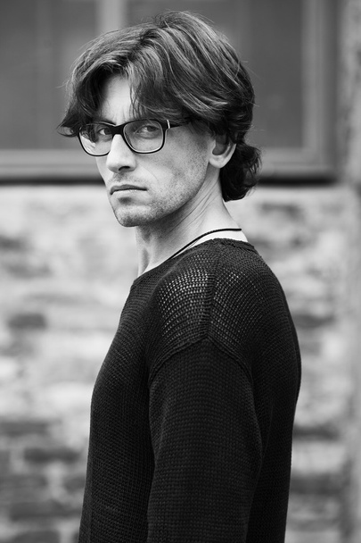 Eyewear concept. Portrait of romantic charismatic man wearing glasses - Fotografie, Obrázek