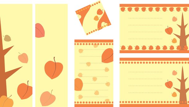 Collection of decorative tags with autumn illustration - Vector, afbeelding