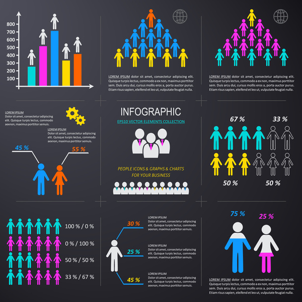 Vektor infographic emberek ikonok gyűjtemény - Vektor, kép