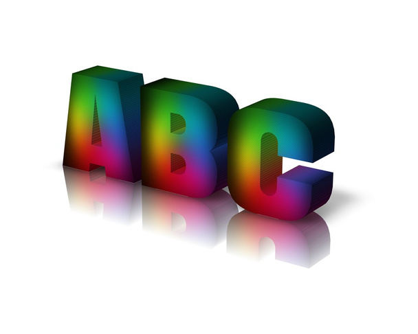 abc 3d word with reflection - Φωτογραφία, εικόνα