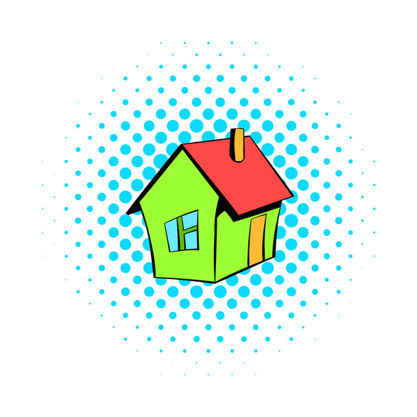 Small cottage icon, comics style - Вектор,изображение